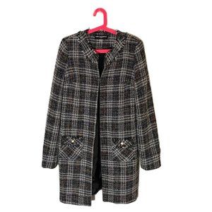 Karl Lagerfeld Long Tweed Jacket Medium M poly/cotton blend